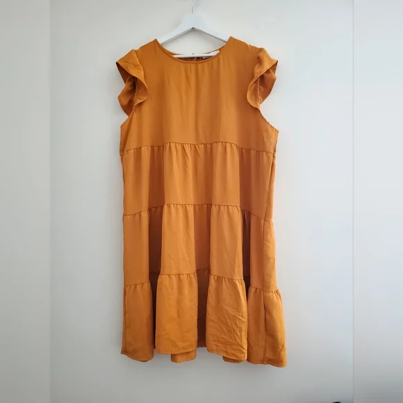 KIRUNDO Orange Ruffled Tiered Mini Sundress - Picture 2 of 6